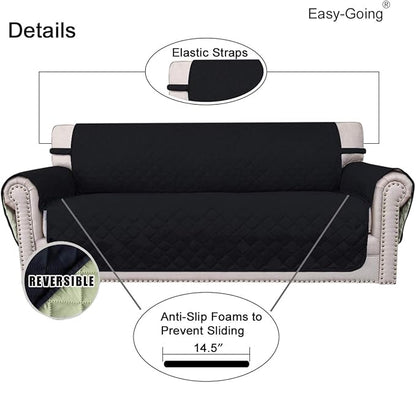 Easy-Going Chair Sofa Slipcover Reversible Sofa Cover Water Resistant Couch Cover Furniture Protector Cover with Elastic Straps for Pets Kids Children Dog Cat (Chair, Black/Beige)