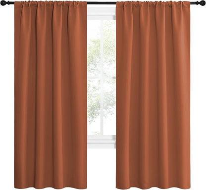 NICETOWN Blackout Curtains and Drapes - Thermal Insulated Solid Rod Pocket Blackout Draperies/Panels (Burnt Orange, 1 Pair, 42 by 72 inches)