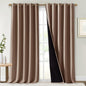 NICETOWN Warm Curtains for Winter, Complete Blackout Shades for Large Window Door, 100% Blackout Curtain Panels with Black Lined, 70 inches Width Each Panel, 95 inches Length, Cappuccino, 2 Pieces