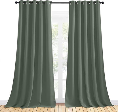 NICETOWN Room Darkening Draperies Window Curtain Panels, Dark Mallard, 2 Panels, W70 x L95 -inch, Thermal Insulated Grommet Room Darkening Curtains for Bedroom