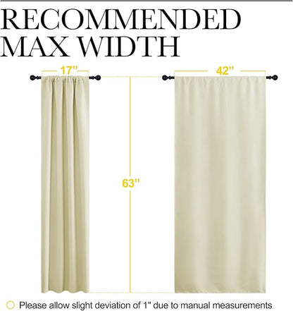 NICETOWN Blackout Curtains for Living Curtains, Room Darkening Window Curtain Panels, Easy-Care Solid Thermal Insulated Draperies/Drapes for Daughter Room (Beige, 2 Panels, 42 by 63)