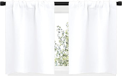 NICETOWN RV Curtains for Camper Windows, White Curtains for Kitchen Window, Home Decoration Light Filtering Drapes for Small Window (29" Wide by 20" Long, 1 Pair)