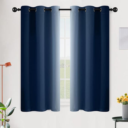 SimpleHome Ombre Room Darkening Curtains 54 inches Length for Bedroom,Grommet Gradient Light Blocking Blue Gradient Window Curtains for Living Room,2 Panels, 42x54 inches