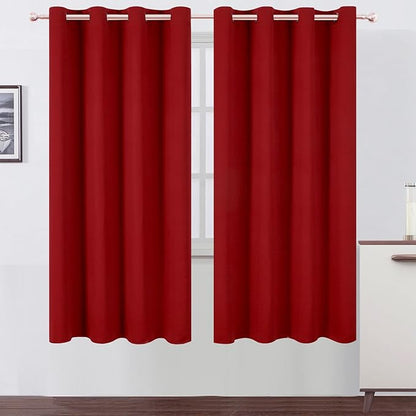 LEMOMO Blackout Curtains 66 x 72 Inch Long Red Curtains Set of 2 Panels Room Darkening Curtains for Bedroom and Living Room