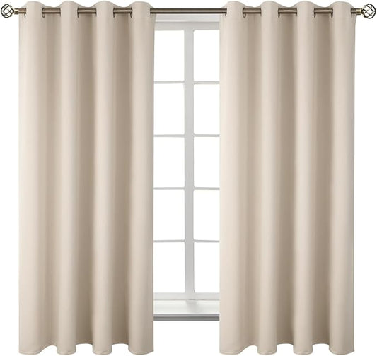 BGment Blackout Curtains - Grommet Thermal Insulated Room Darkening Bedroom and Living Room Curtains, Set of 2 Panels (52 x 63 Inch, Champagne)