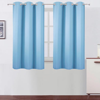 LEMOMO Sky Blue Blackout Curtains 42 x 54 Inch Length Set of 2 Panels Grommet Bedroom Curtains for Living Room