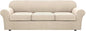H.VERSAILTEX 4 Piece Stretch Sofa Covers for 3 Cushion Couch Covers for Living Room Furniture Slipcovers (Base Cover Plus 3 Seat Cushion Covers) Thicker Jacquard Fabric (Large Sofa, Natural)