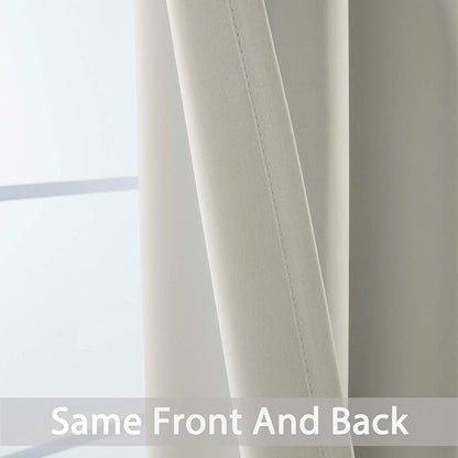 Yakamok Light Beige Curtains for Bedroom,Thermal Insulated Room Darkening Drapes for Living Room(52Wx96L, Light Beige, 2 Panels)