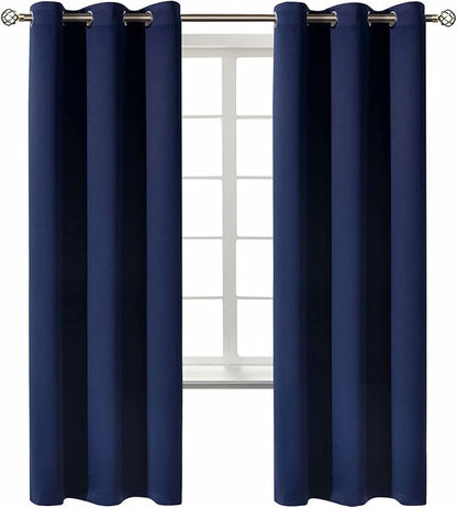 BGment Blackout Curtains for Living Room - Grommet Thermal Insulated Room Darkening Curtains for Bedroom, Set of 2 Panels (42 x 72 Inch, Navy Blue)