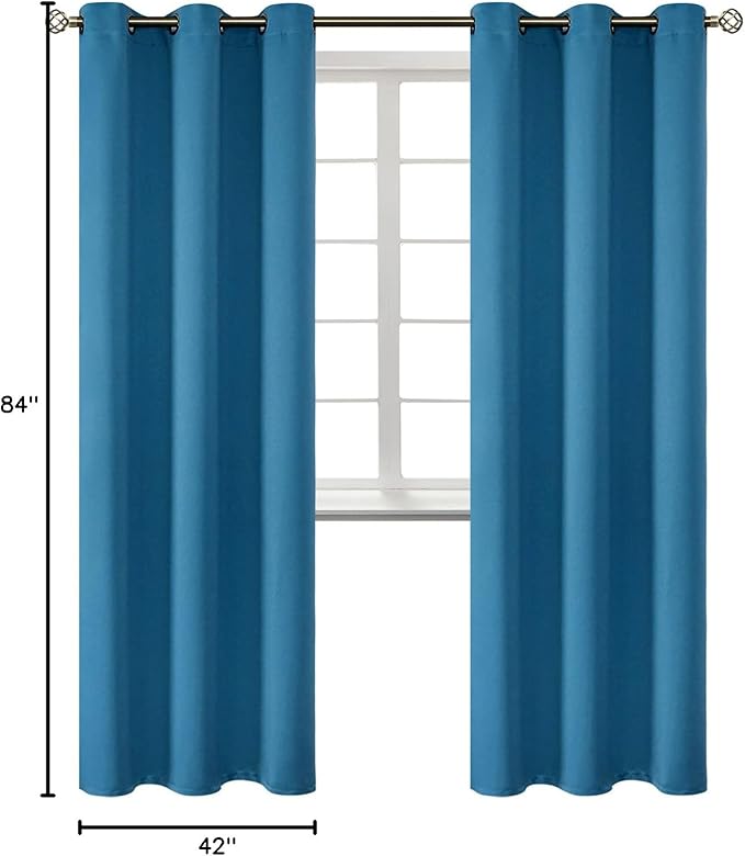 BGment Blackout Curtains - Grommet Thermal Insulated Room Darkening Bedroom and Living Room Curtains, Set of 2 Panels (42 x 84 Inch, Steel Blue)