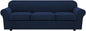 H.VERSAILTEX 4 Piece Stretch Sofa Covers for 3 Cushion Couch Covers for Living Room Furniture Slipcovers (Base Cover Plus 3 Seat Cushion Covers) Thicker Jacquard Fabric (Large Sofa, Navy)