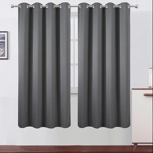 LEMOMO Blackout Curtains 66 x 72 Inch Long Frost Grey Curtains Set of 2 Panels Room Darkening Curtains for Bedroom and Living Room