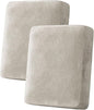 H.VERSAILTEX Velvet Stretch Couch Cushion Cover Plush Cushion Slipcover for Loveseat Cushion Furniture Protector Seat Cushion Sofa Cover (2 Piece Medium Sofa Cushion Covers, Oatmeal)