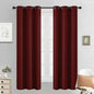 Yakamok Blackout Curtains for Bedroom, Thermal Insulated Blackout Window Curtains with Grommet Top for Living Room- Burgundy Red- 38W x 63L -2 Panels