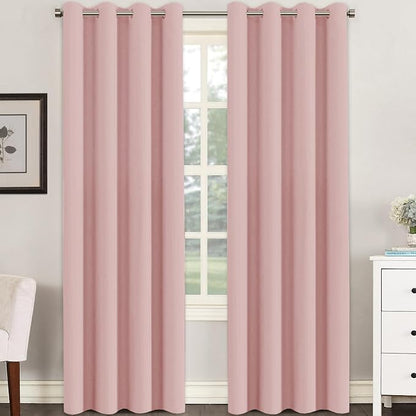 H.VERSAILTEX Pink Blackout Curtain for Living Room Thermal Insulated Window Treatment Curtain Extra Long 102 inch Length Solid Grommet Top Blackout Drape, One Panel, Baby Pink, 52" W x 102" L