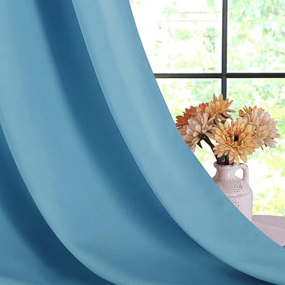 NICETOWN Blackout Curtains for Bedroom, Teal Blue, 42 W by 80 L, Set of 2, Thermal Insulated Curtains & Drapes with Grommet Top for Living Room, Privacy Window Treatment Draperies