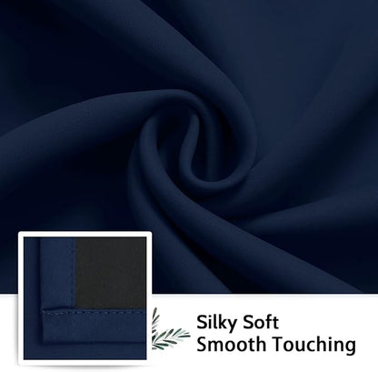 SimpleHome 100% Blackout Curtains for Bedroom,Thermal Insulated Grommet Window Drapes Room Darkening Navy Blue Curtains for Living Room with Black Back,52 x 84 Inch,2 Panels