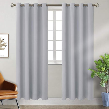 BGment Room Darkening Curtains for Bedroom - Grommet Thermal Insulated Window Treatments Light Blocking Curtains for Living Room, Set of 2 Panels, Each 46 x 84 Inch, Light Grey
