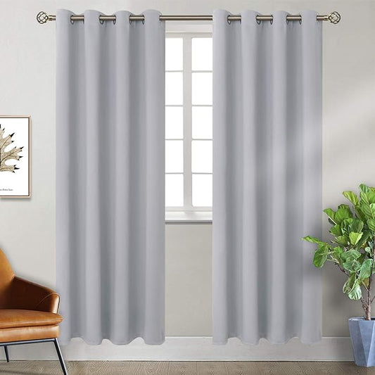BGment Room Darkening Curtains for Bedroom - Grommet Thermal Insulated Window Treatments Light Blocking Curtains for Living Room, Set of 2 Panels, Each 46 x 84 Inch, Light Grey