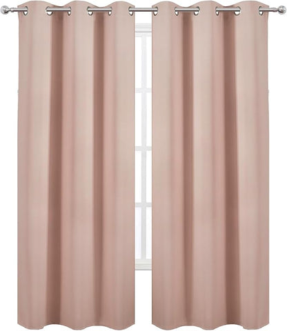 LEMOMO Blush Thermal Blackout Curtains/42 x 95 Inch/Set of 2 Panels Room Darkening Curtains for Bedroom