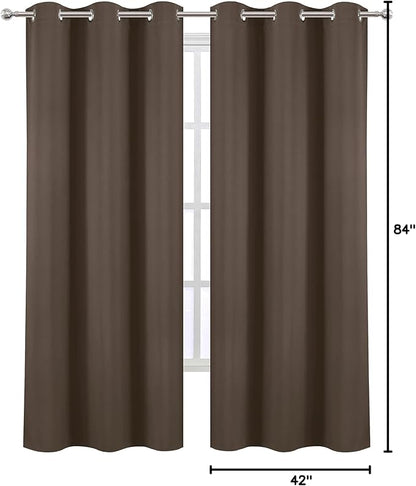 LEMOMO Chocolate Thermal Blackout Curtains/42 x 84 Inch/Set of 2 Panels Room Darkening Curtains for Bedroom