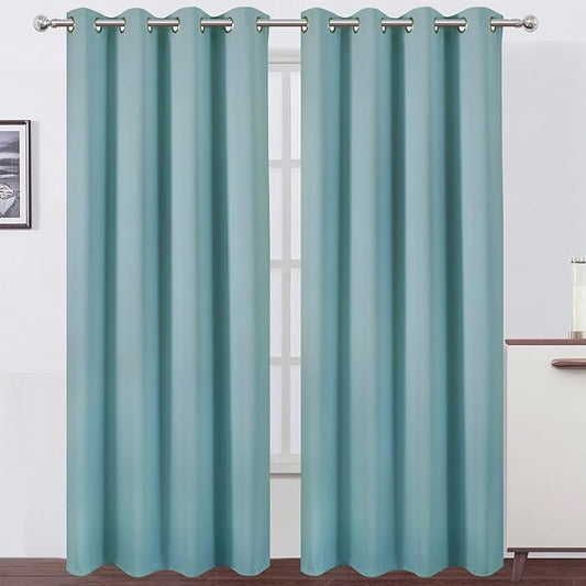 LEMOMO Blackout Curtains 66 x 95 inch/Stone Blue Curtains Set of 2 Panels/Thermal Insulated Room Darkening Bedroom Curtains
