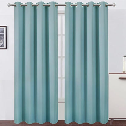 LEMOMO Blackout Curtains 52 x 84 inches Long Stone Blue Curtains Set of 2 Panels Thermal Insulated Room Darkening Curtains for Bedroom