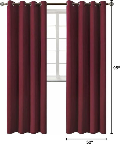 BGment Blackout Curtains for Living Room - Grommet Thermal Insulated Room Darkening Curtains for Bedroom, 2 Panels of 52 x 95 Inch, Burgundy