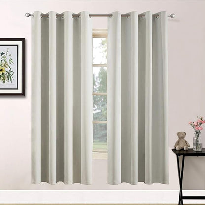 Yakamok Blackout Curtains Room Darkening Thermal Insulated Grommet top Window Curtains for Living Room, 52 x 72 Inch, Light Beige, Set of 2