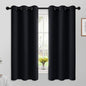 Yakamok 63 Inch Length Blackout Curtains for Bedroom, Thermal Insulated Room Darkening Grommet Top Window Drapes for Living Room,Black,42W x 63L,2 Panels