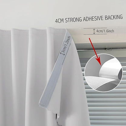 Blackout Curtains for Bedroom Sticky Curtain Blackout Window Cover Self Adhesive Curtains Rod No Drillng, 59" W X 84" L, Light Grey, 1 Panel