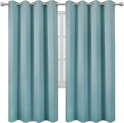 LEMOMO Blackout Curtains 66 x 72 Inch Long Stone Blue Curtains Set of 2 Panels Room Darkening Curtains for Bedroom and Living Room