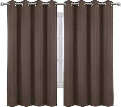 LEMOMO Chocolate Brown Blackout Curtains 52 x 63 Inch Length/Set of 2 Curtain Panels/Thermal Insulated Room Darkening Blackout Curtains for Bedroom