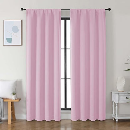 Simplebrand Ava Pink Blackout Curtains for Bedroom 84 Inch Length 2 Panels Set, Solid Thermal Insulated Privacy Nursery Window Treatment Curtains Blackout Drapes, W40 x L84 Inch, Pink