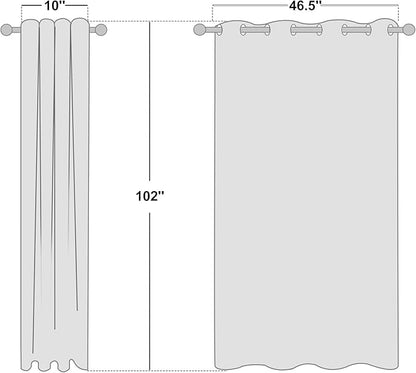 NICETOWN Cream 100% Blackout Linen Curtains 102 inch Long Burg for Living Room, 1 Pair, 52" Width Each Panel, Farmhouse Thick Completely Blackout Window Treatment Thermal Insulated Drapes
