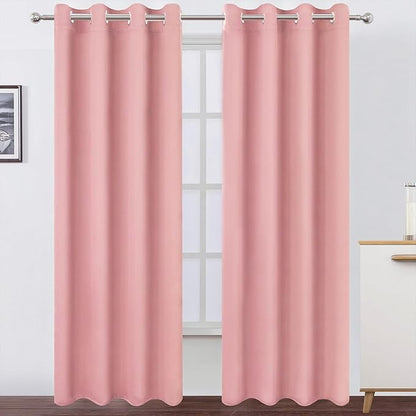 LEMOMO Blackout Curtains 52 x 90 Inch Long Pink Curtains Set of 2 Panels Room Darkening Curtains for Bedroom and Living Room