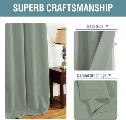 H.VERSAILTEX Blackout Curtain for Living Room Thermal Insulated Window Treatment Curtain 54 inch Length Energy Saving Solid Grommet Top Blackout Drape, One Panel, Sea Grass, 52" W x 54" L