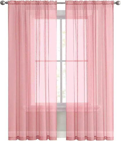 SpaceDresser Sheer Voile Window Treatment Rod Pocket Curtain Panels for Kitchen Bedroom Living Room Drapes Sunlight Filtering Privacy Semi Home Decor Assorted Colors Sizes (Blush, 52 W x 63 L)