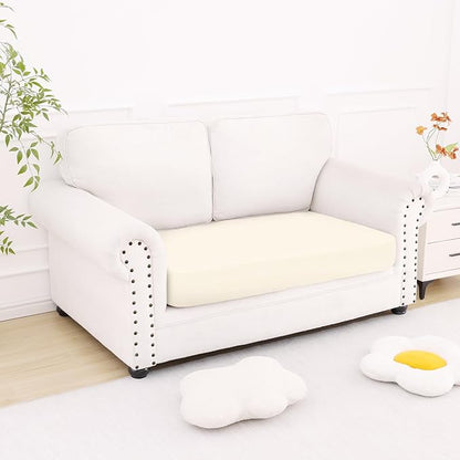 Smiry Printed Couch Cushion Covers, Stretch Soft Couch Covers for Sofa, Washable Non-Slip Sofa Slipcover Furniture Protector for Indoor and Outdoor (Medium, Cream)