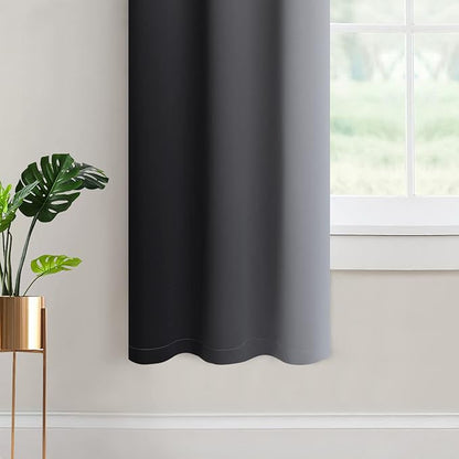 Yakamok Light Blocking Ombre Curtains, Greyish White and Black Gradient Color Curtains, Room Darkening Grommet Window Drapes for Bedroom(Black, 42x63 Inch, 2 Panels)