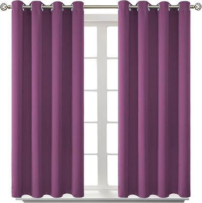 BGment Room Darkening Curtains 45 Inches Long - Grommet Thermal Insulated Drapes Window Treatment Curtains for Bedroom, 2 Panels, 52 x 45 Inch, Eggplant Purple