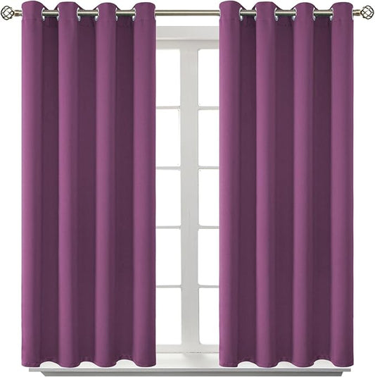 BGment Room Darkening Curtains 54 Inches Long - Grommet Thermal Insulated Drapes Window Treatment Curtains for Bedroom, 2 Panels, 52 x 54 Inch, Eggplant Purple