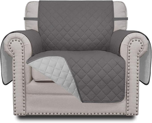 Easy-Going Chair Sofa Slipcover Reversible Sofa Cover Water Resistant Couch Cover Furniture Protector Cover with Elastic Straps for Pets Kids Children Dog Cat (Chair, Gray/Light Gray)