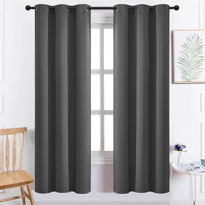 Yakamok 72 Inch Long Blackout Curtains for Bedroom, Thermal Insulated Room Darkening Curtains, Light Blocking Blackout Drapes for Living Room- 2 Panels,38x72 Inch, Charcoal Grey
