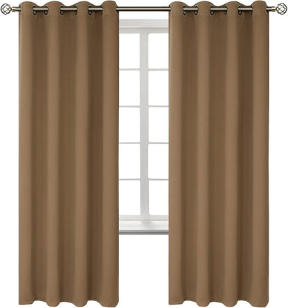 BGment Blackout Curtains for Bedroom - Grommet Thermal Insulated Room Darkening Curtains for Living Room, Set of 2 Panels (52 x 72 Inch, Taupe)