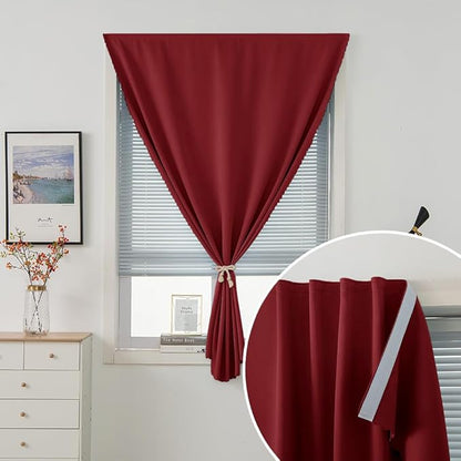 Self Adhesive Curtains, Stick Curtain Blackout Shades Window Cover Curtains for Living Room No Drilling, 59" W X 84" L, Burgundy, 1 Panel