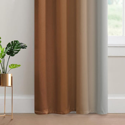 Yakamok Greyish White and Burnt Orange Ombre Curtains,Light Blocking Curtains,Room Darkening Grommet Window Drapes for Bedroom(Burnt Orange,52x84 Inch,2 Panels)