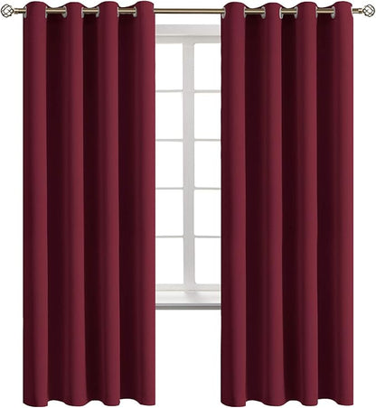BGment Blackout Curtains for Bedroom - Grommet Thermal Insulated Room Darkening Curtains for Living Room, Set of 2 Panels (52 x 72 Inch, Burgundy)