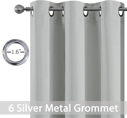 Yakamok Soft and Smooth Blackout Curtains for Bedroom - Grommet Thermal Insulated Room Darkening Curtains for Living Room, Set of 2 Panels (42 x 72Inch, Light Grey)