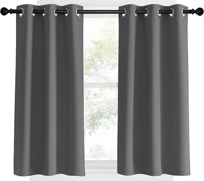 NICETOWN Blackout Curtains & Drapes for Bedroom, Grey, W34 x L40, Set of 2, Triple Weave Grommet Top Thermal Insulated Light Blocking Panels for Bathroom/Living Room
